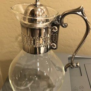 Silver Plate and Glass Coffee Carafe/Tea Pitcher